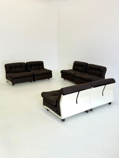 Modulaire Sofa / fauteuils set Amanta van Mario Bellini voor C&B Italia in donkerbruin