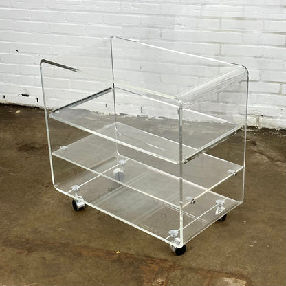 Grote vintage space-age plexiglas trolley