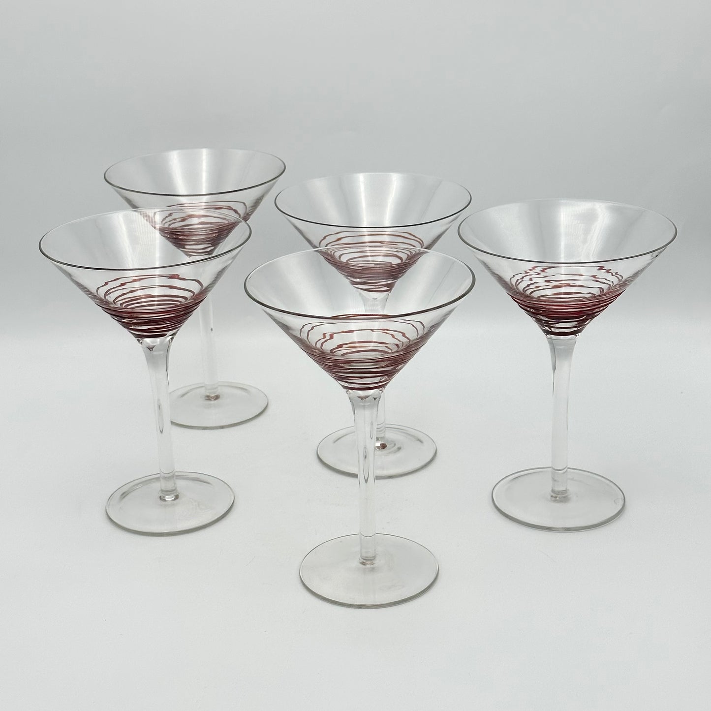 Vintage rode swirl lijnen Martini glazen - set van 5