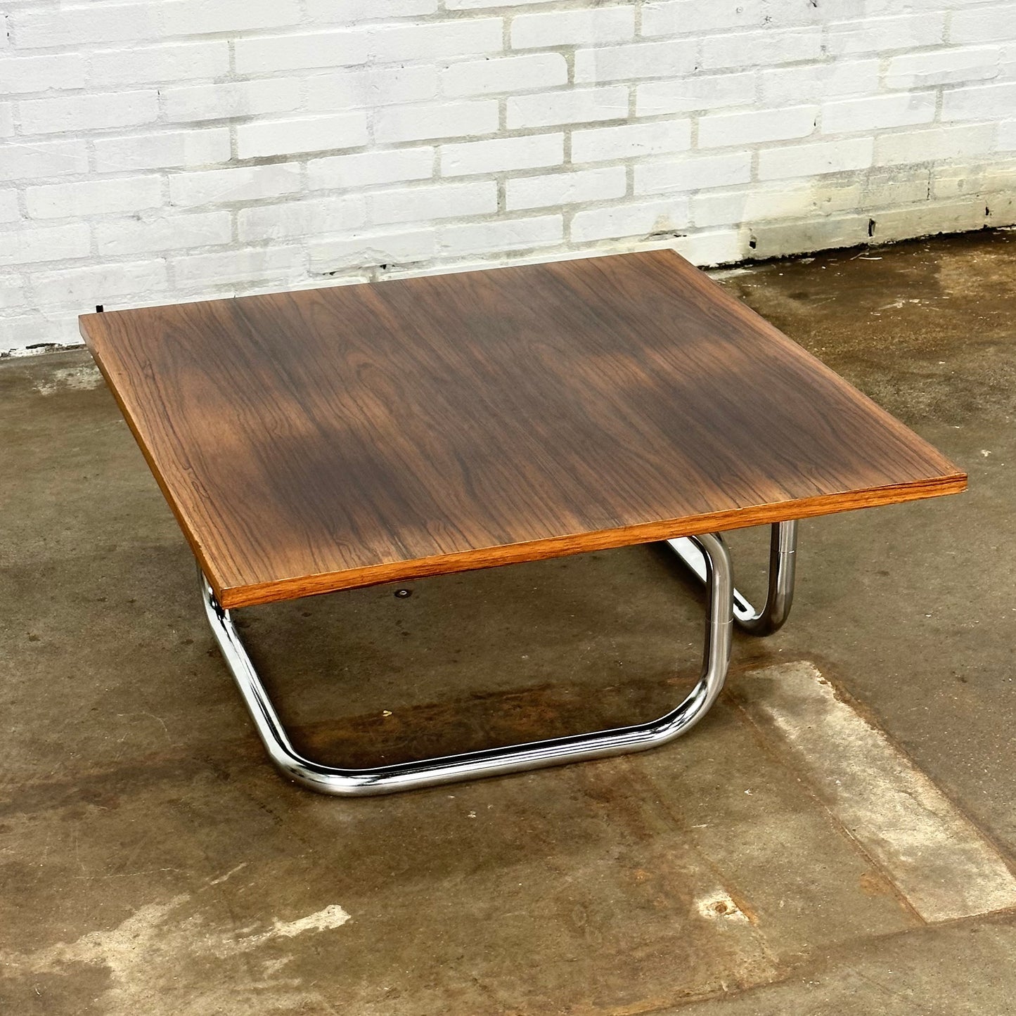 Vintage buisframe salontafel met palissander houten blad