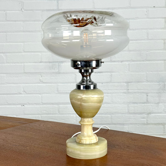 Italiaanse tafellamp met pakistan onyx en murano glas