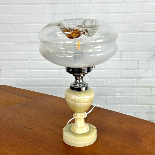 Italiaanse tafellamp met pakistan onyx en murano glas