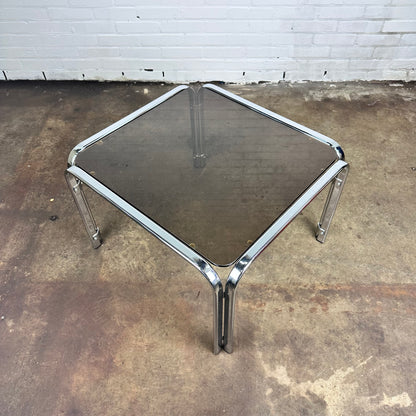 Coffee table with smoke glass & chrome frame