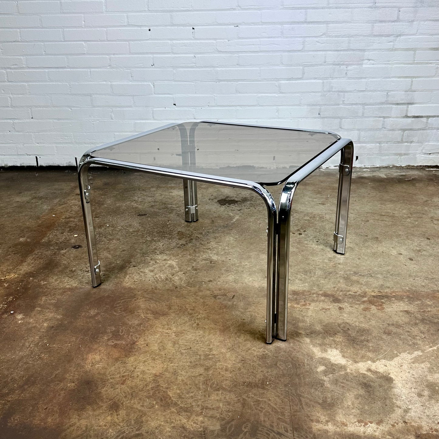 Coffee table with smoke glass & chrome frame