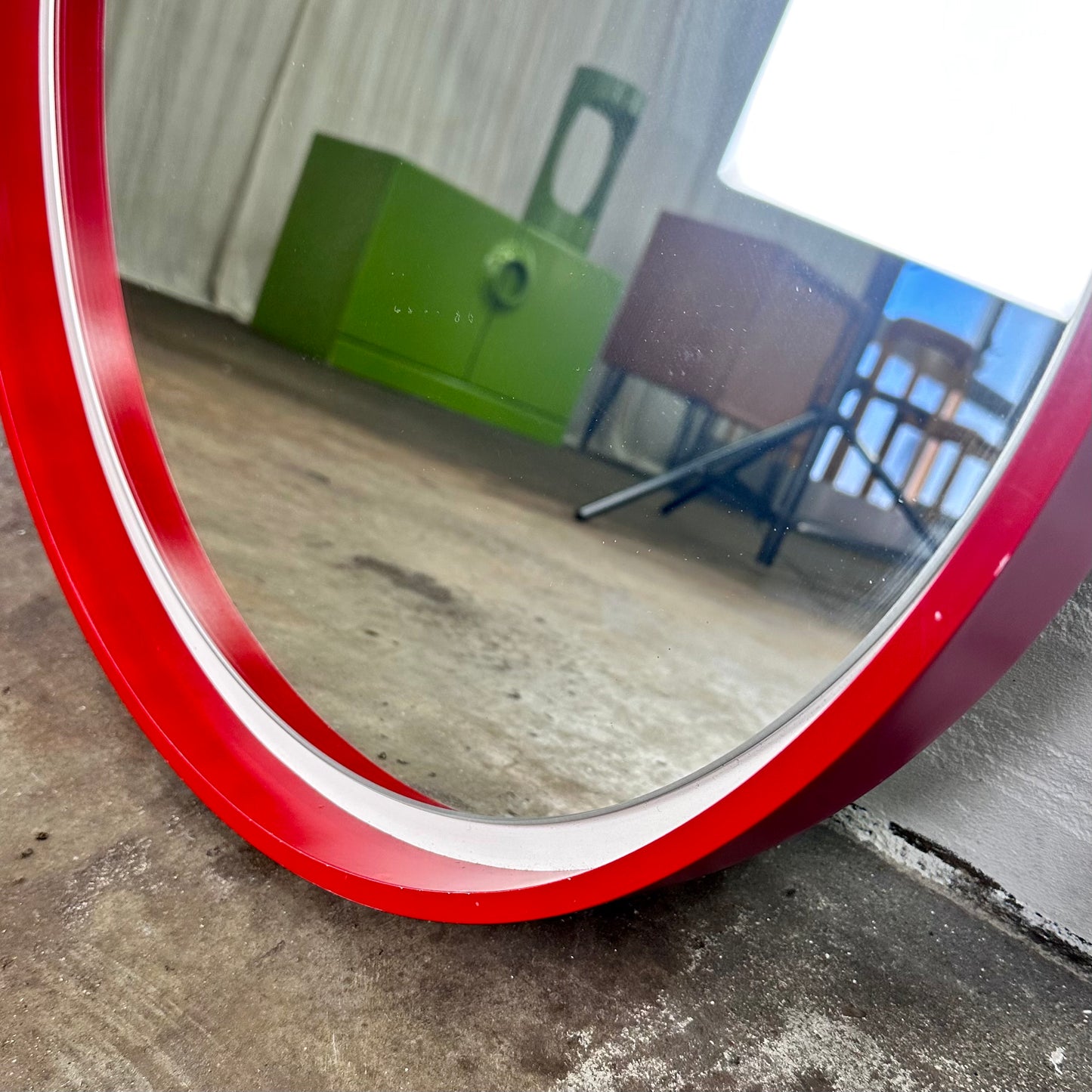 Vintage red space age mirror