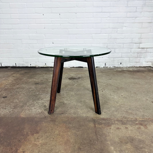 Vintage side table with wooden base