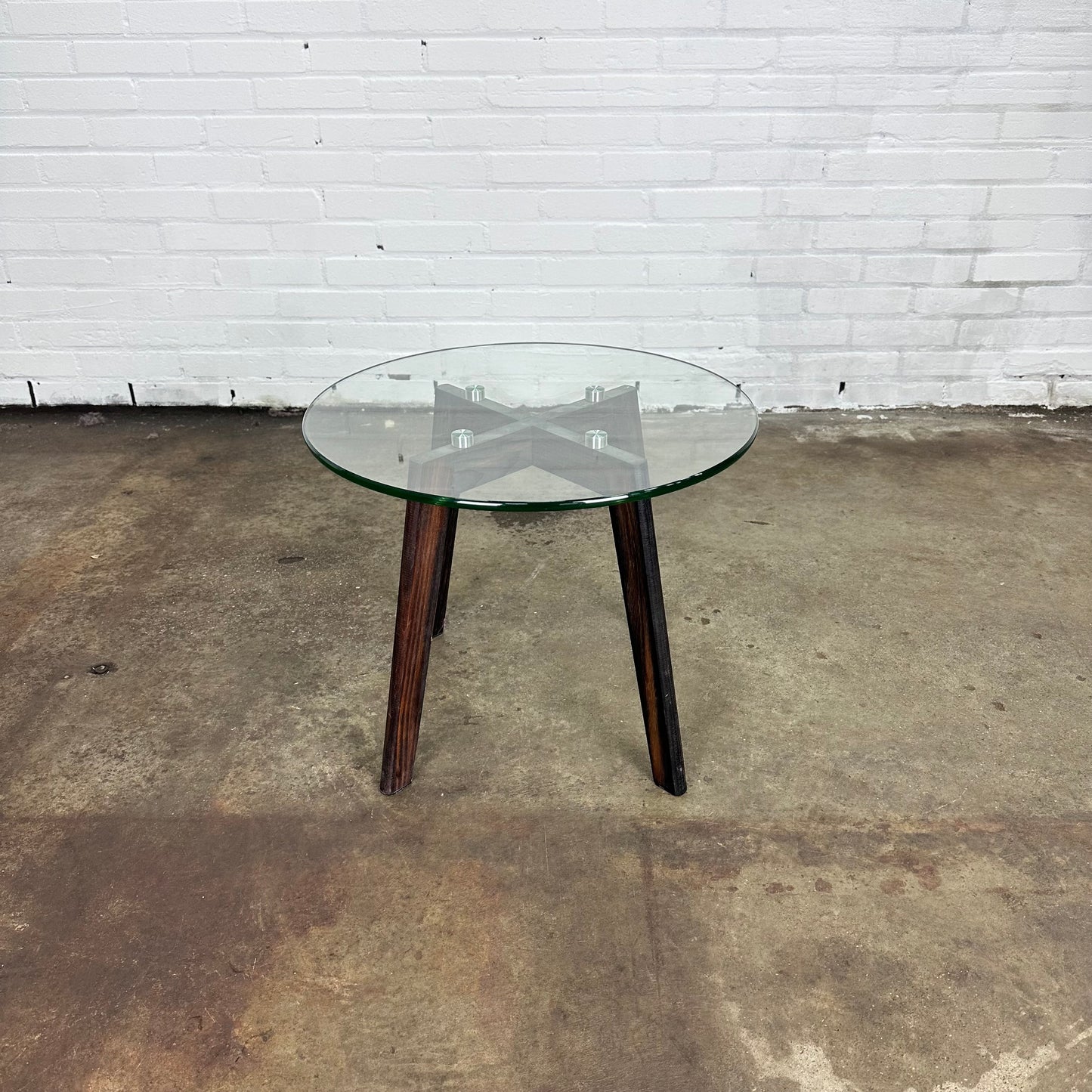 Vintage side table with wooden base