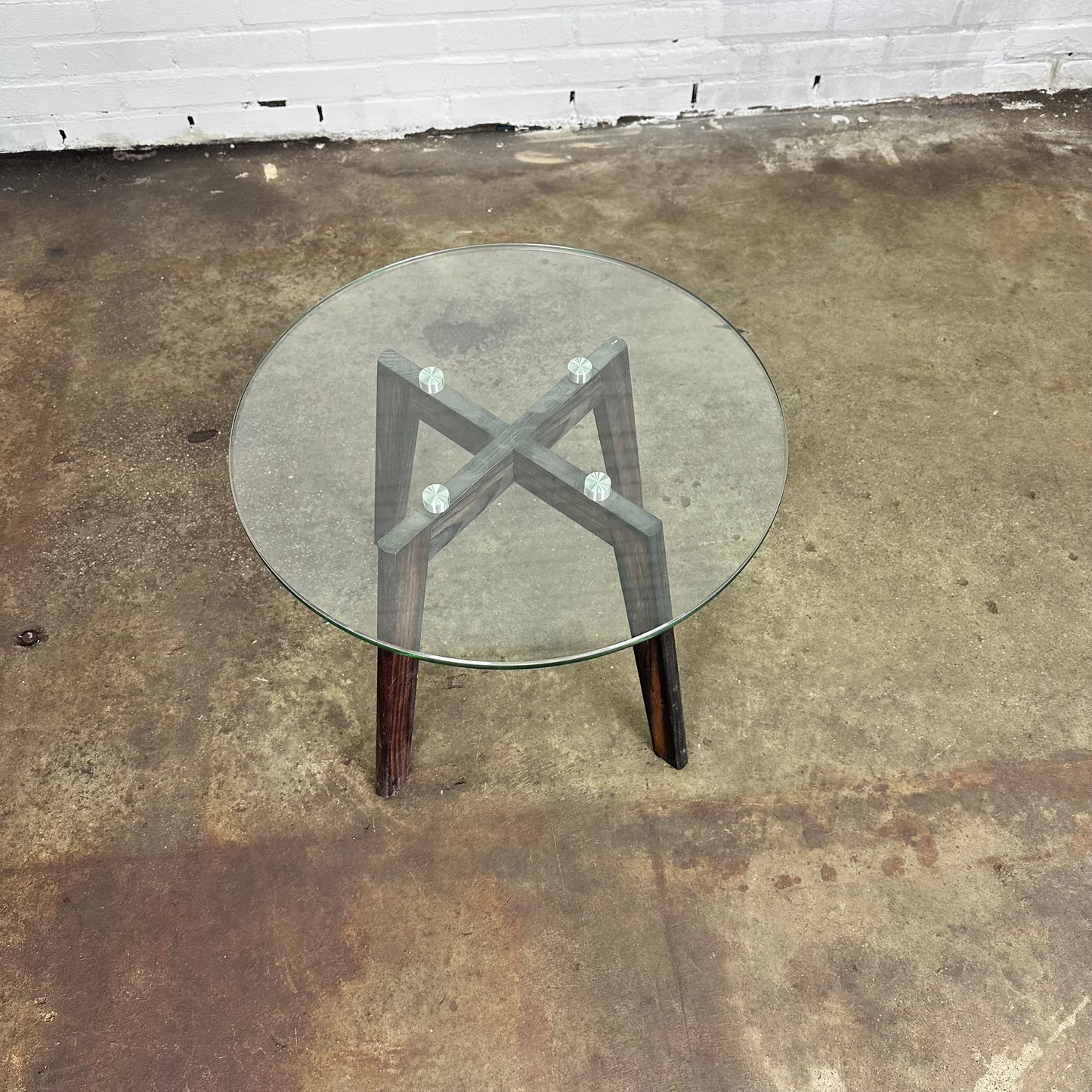 Vintage side table with wooden base