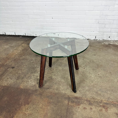 Vintage side table with wooden base