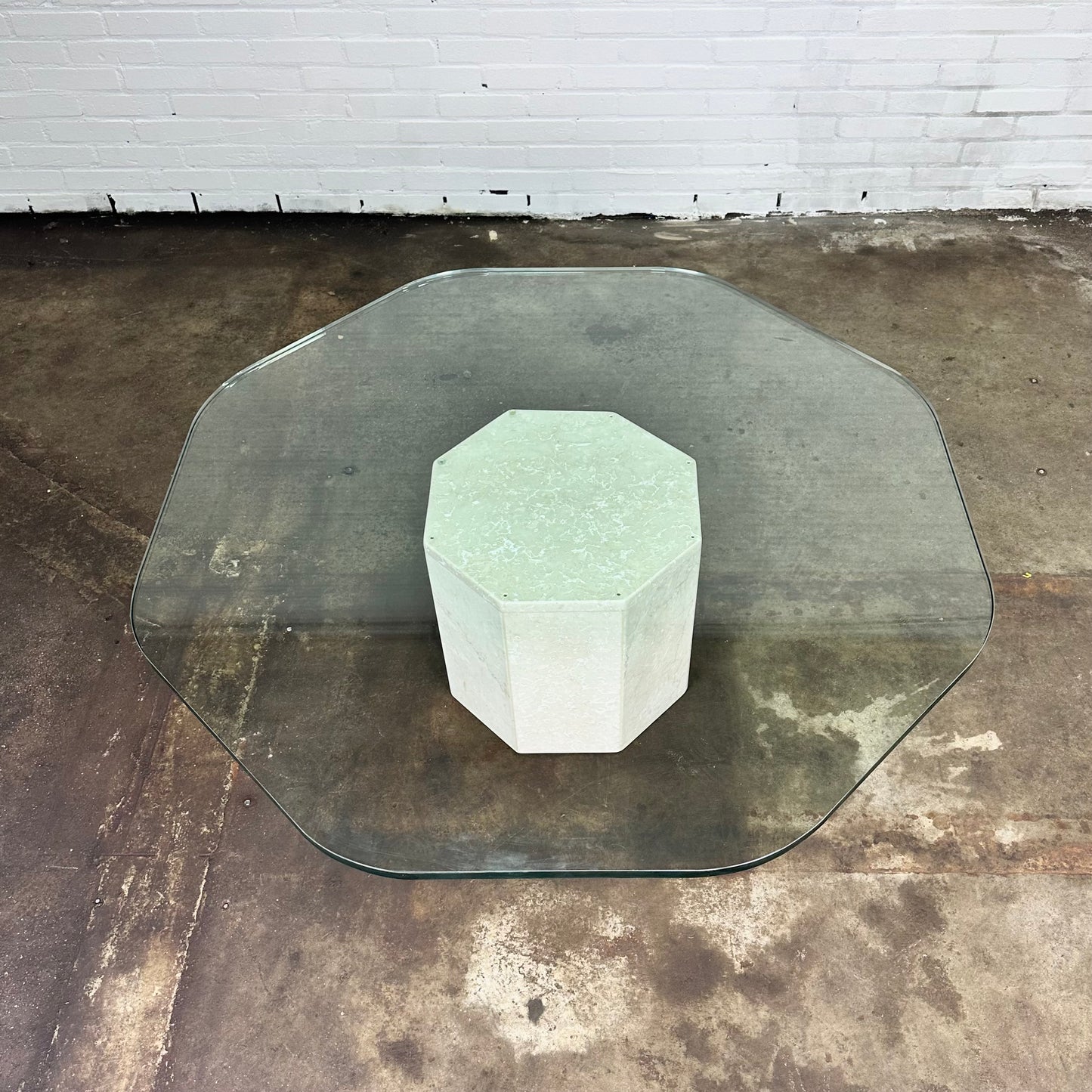 Vintage octagonal coffee table with marble base