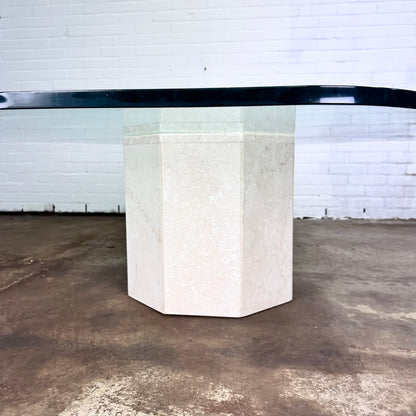 Vintage octagonal coffee table with marble base