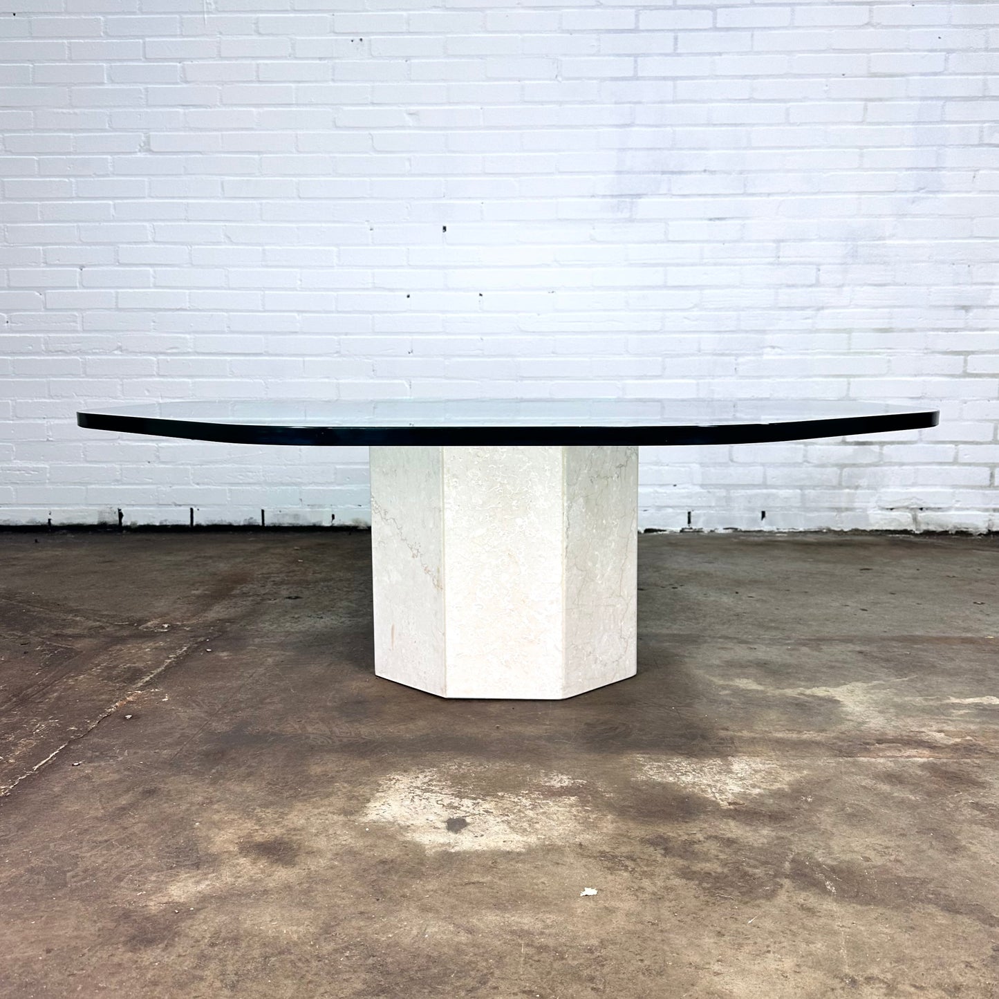 Vintage octagonal coffee table with marble base