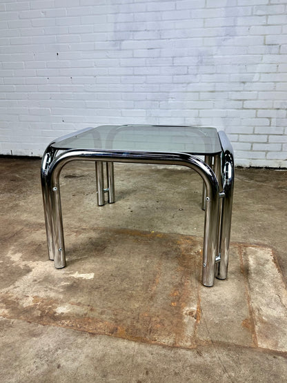 Coffee table with smoke glass & chrome frame