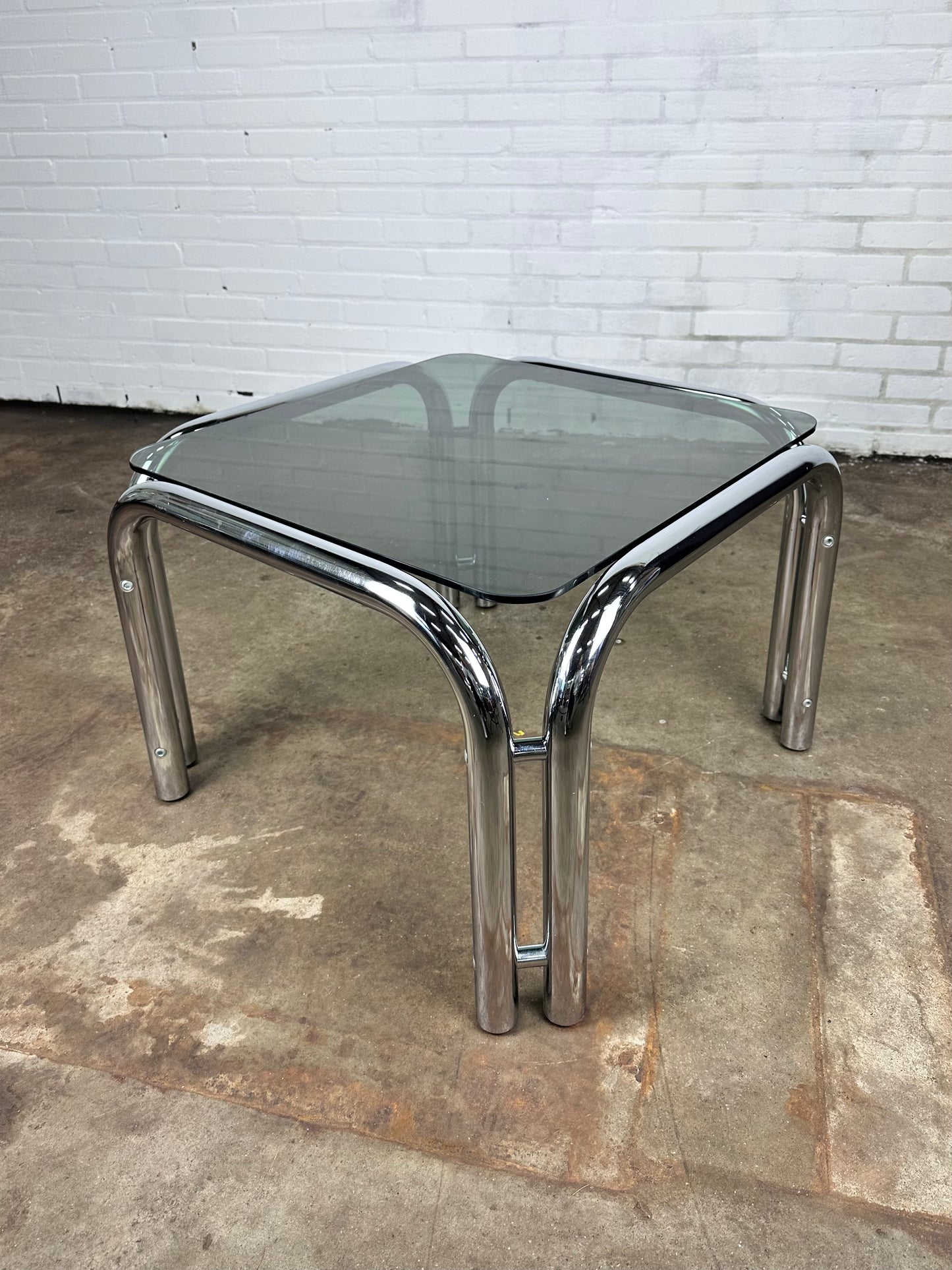 Coffee table with smoke glass & chrome frame