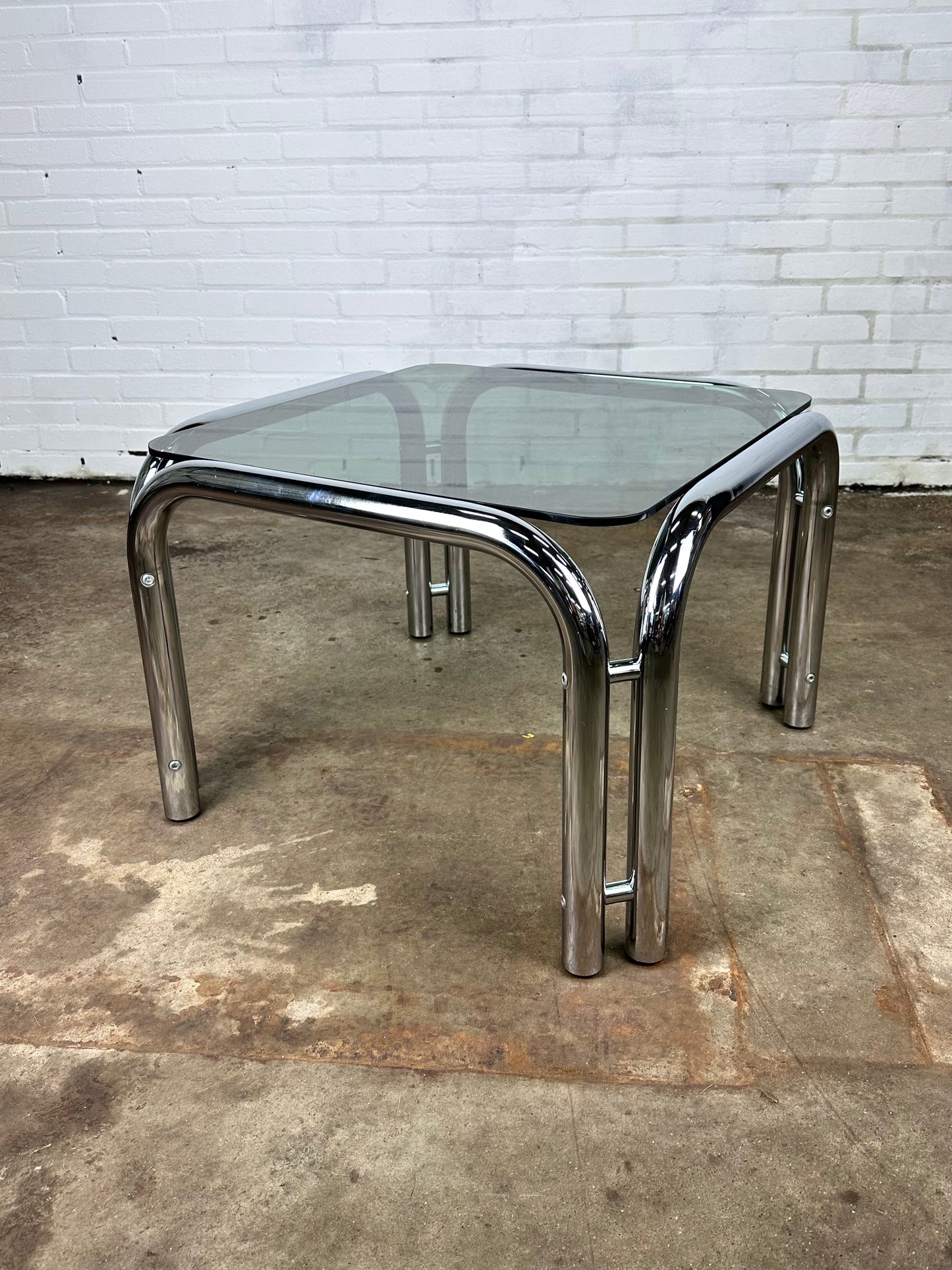 Coffee table with smoke glass & chrome frame