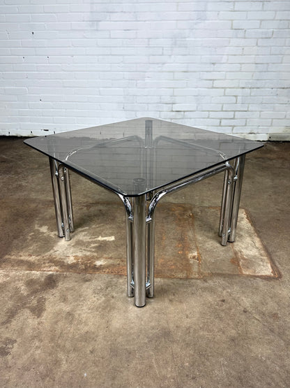 vintage-coffee-table-chromed-metal-smoked-glass