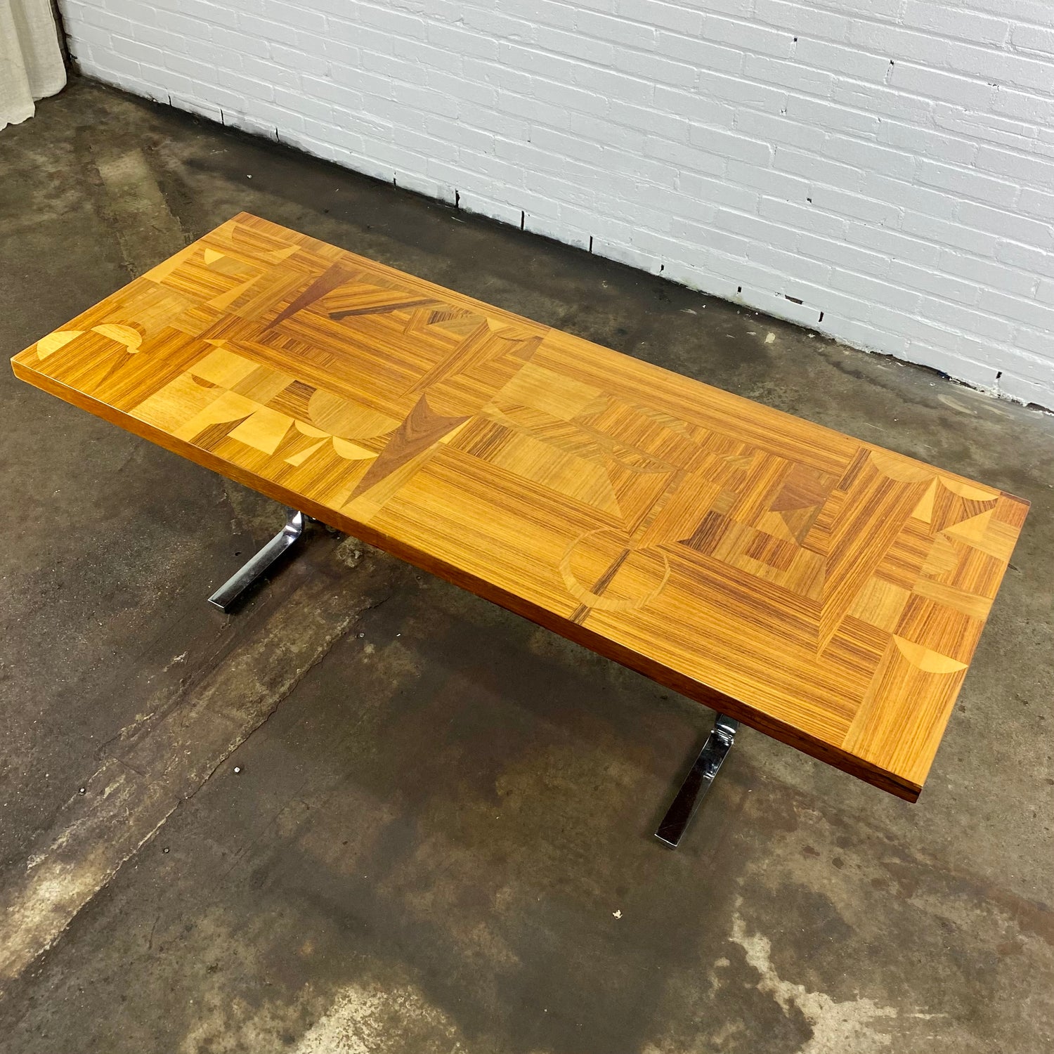 vintage-geometric-design-coffee-table-on-chrome-base