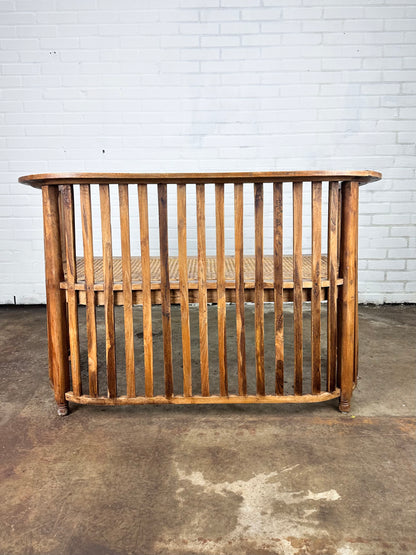 French antique bench with rattan / webbing