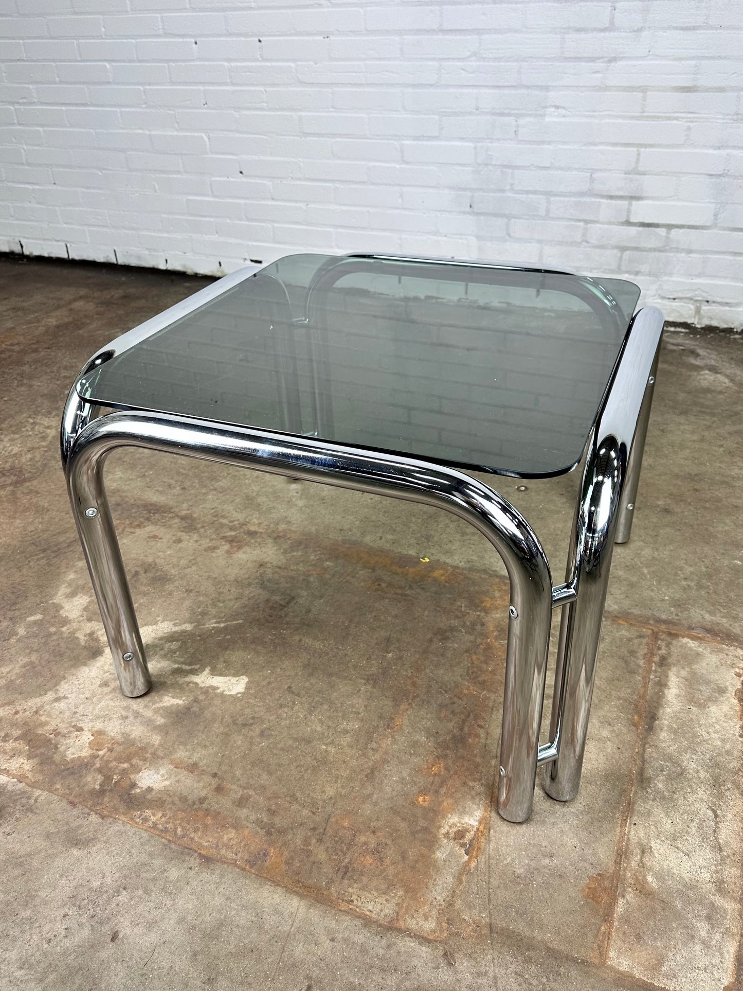 Coffee table with smoke glass & chrome frame